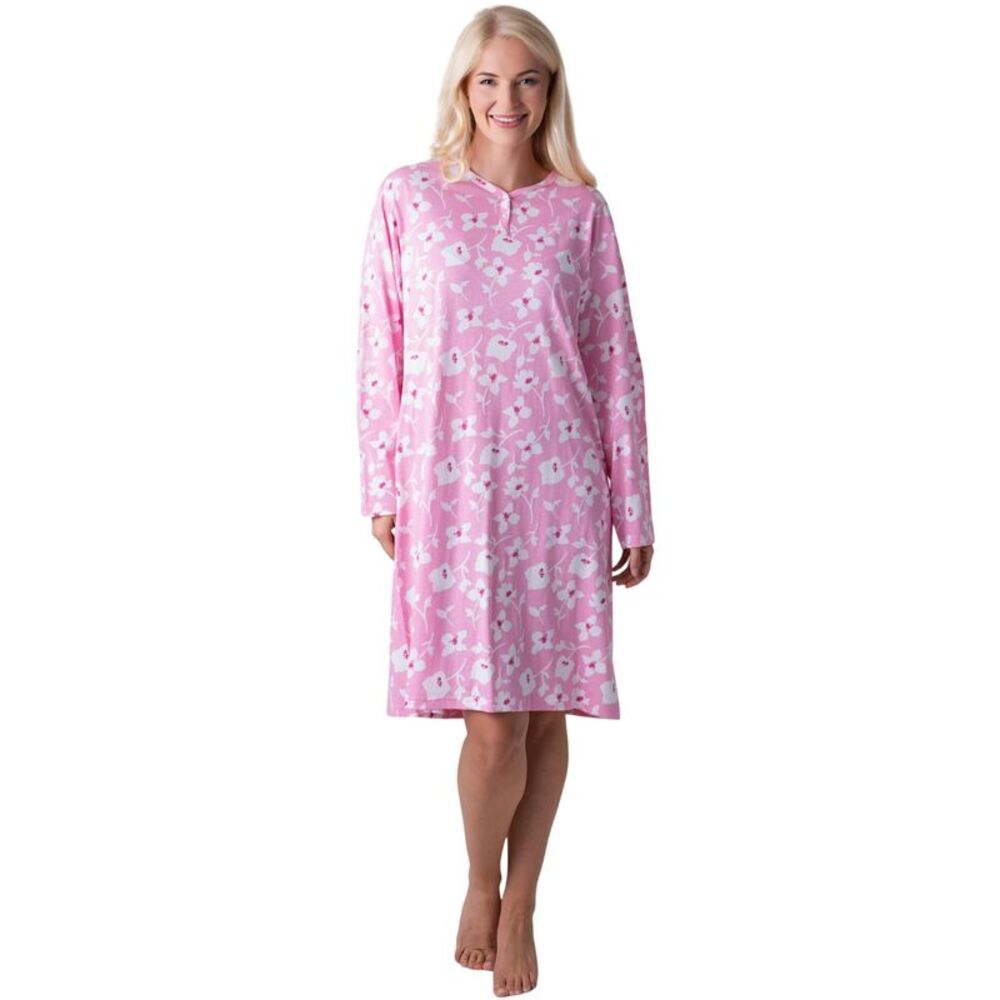 Camille Womens/Ladies Natural Cotton Lightweight Nightdress / Pink